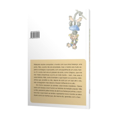 Contracapa de livro com ilustração de macaco pendurado, código de barras e texto em português
