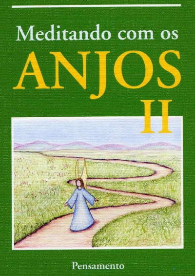 Capa de livro Meditando com os ANJOS II com ilustração de anjo numa estrada
