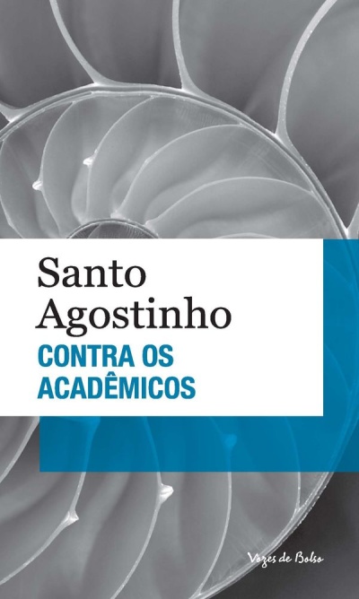 Capa de livro Santo Agostinho Contra os Acadêmicos com imagem de concha em espiral