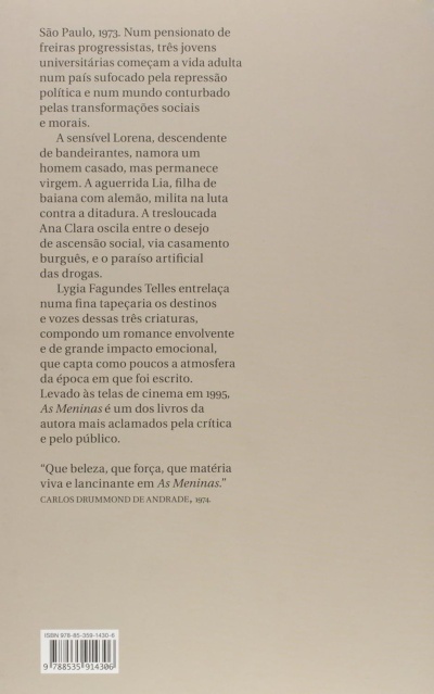 Contracapa de livro em papel bege com texto em português e código de barras ISBN.