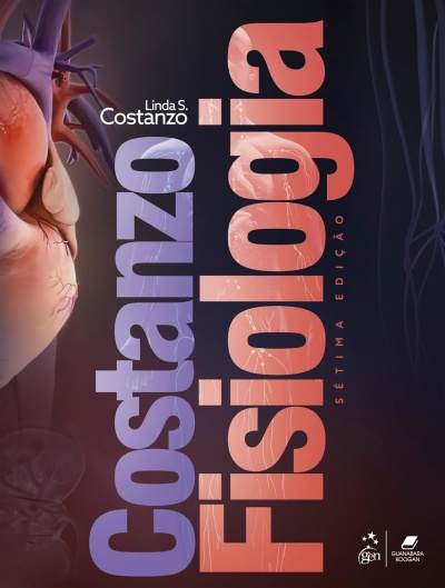 Capa de livro de fisiologia com coração e textos Costanzo.Fisiologia e SÉTIMA EDIÇÃO