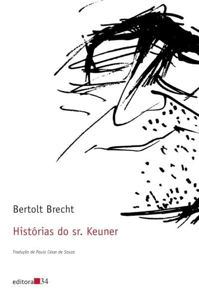Capa do livro Histórias do sr. Keuner de Bertolt Brecht com desenho em linhas pretas.