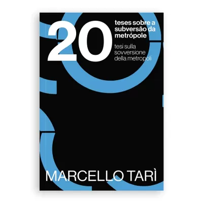 Livro preto com elementos gráficos azuis e texto branco