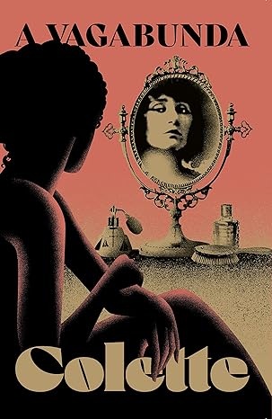 Capa de livro A Vagabunda com figura sentada e espelho com retrato de mulher