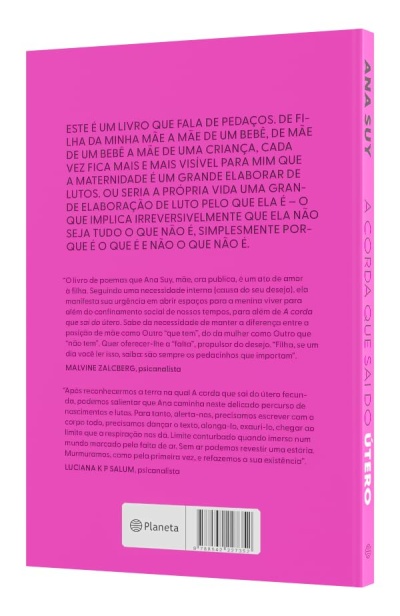 Contracapa de livro rosa com texto e código de barras