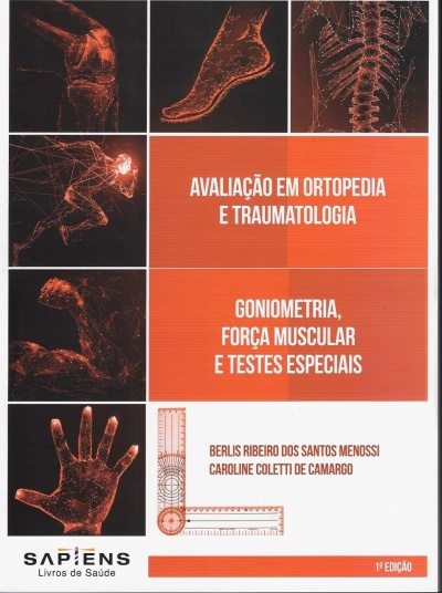 Capa de livro sobre ortopedia e traumatologia com ilustrações digitais e texto em português.