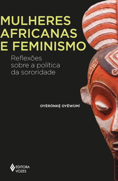 Capa de livro Mulheres Africanas e Feminismo com máscara africana