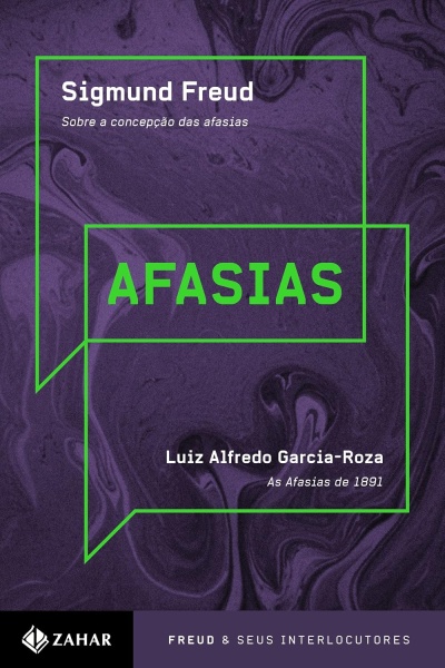 Capa do livro Afasias de Luiz Alfredo Garcia-Roza em roxo e verde
