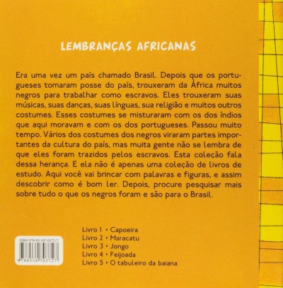 Contracapa de livro amarelo com texto em português e código de barras