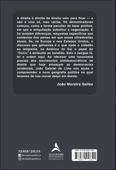 Parte de trás de livro com texto em português, logos editoriais e código ISBN
