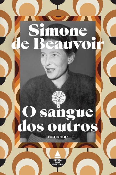 Capa do livro O sangue dos outros com fundo retro e foto a preto e branco.
