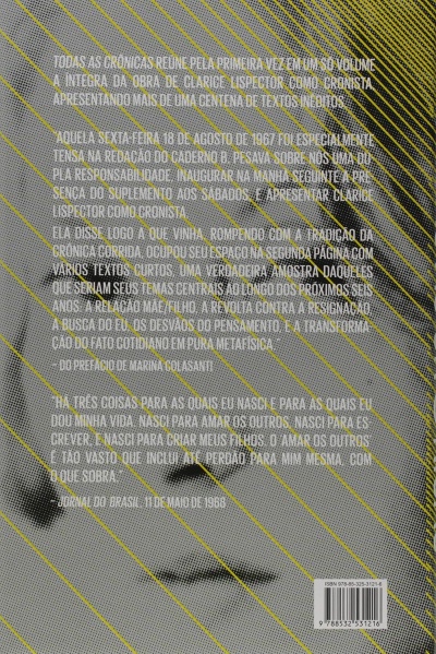 Capa de livro com rosto em preto e branco e texto em português