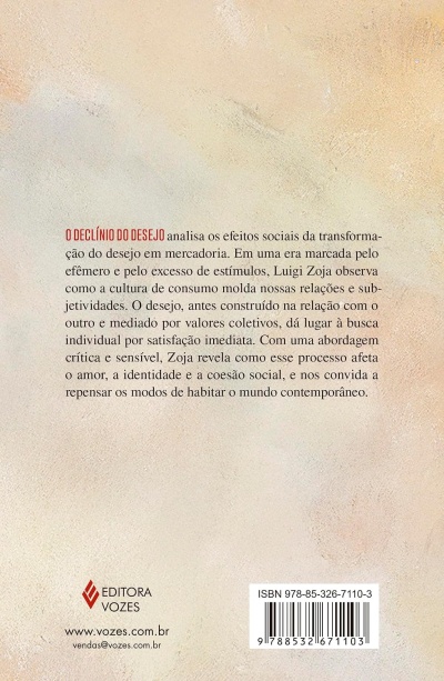 Contracapa de livro com texto em português, logo da Editora Vozes e código de barras