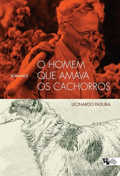 Capa de livro O Homem Que Amava Os Cachorros com homem e cachorro desenhado.