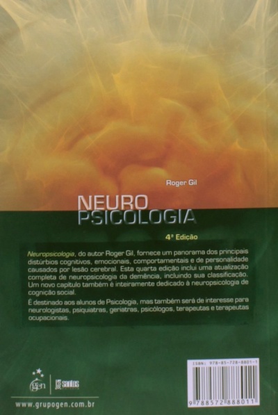 Capa traseira do livro Neuro Psicologia de Roger Gil, 4ª Edição, com texto descritivo e código de barras.