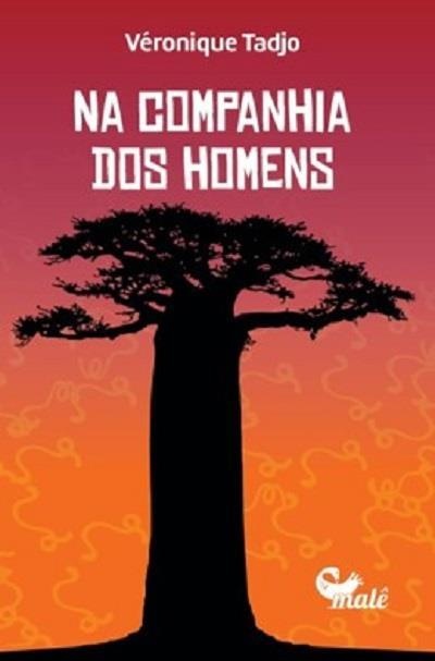 Capa do livro Na Companhia dos Homens com árvore preta em fundo vermelho laranja