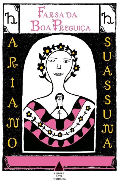 Capa de livro Farsa da Boa Preguiça com ilustração estilizada de mulher e flores