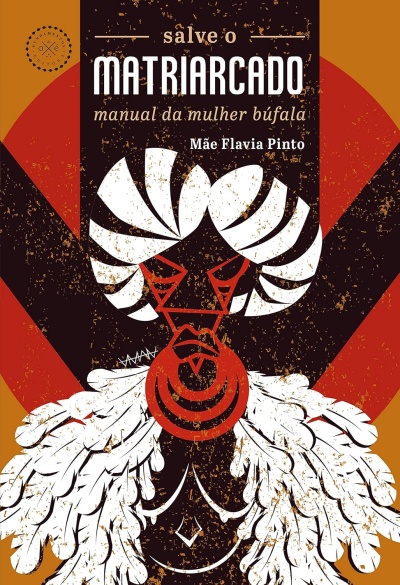 Capa do livro Salve o Matriarcado com ilustração estilizada de mulher e texto em castanho, laranja e vermelho.
