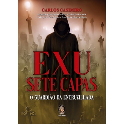 Capa de livro com figura encapuzada e cruzes ao fundo, título em letras vermelhas grandes.