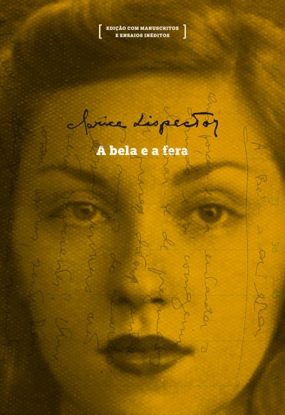 Capa de livro em amarelo com rosto feminino e texto A bela e a fera