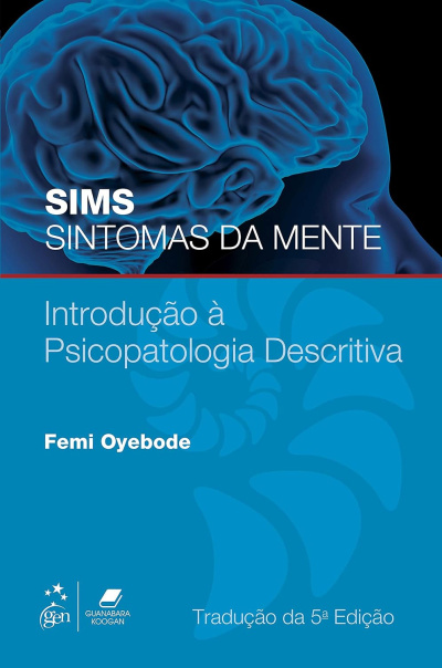 Capa de livro azul com título SIMS SINTOMAS DA MENTE, autor Femi Oyebode, e imagem de cérebro azul
