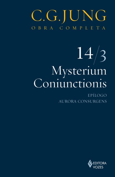 Capa do livro C.G. JUNG OBRA COMPLETA 14/3 Mysterium Coniunctionis com fundo azul e texto amarelo e branco