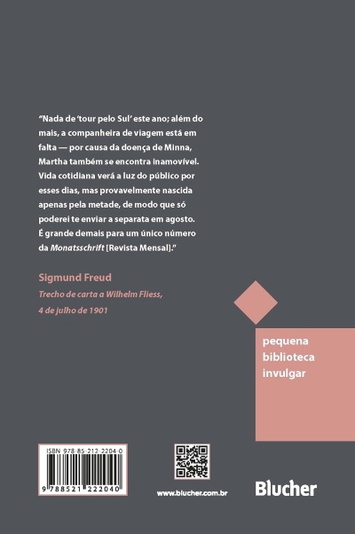 Capa de livro cinzenta com texto em branco e rosa e código QR