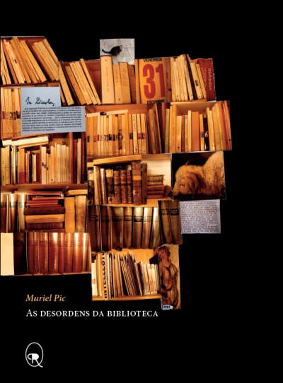 Capa de livro com várias imagens de livros antigos e modernos empilhados e texto em português