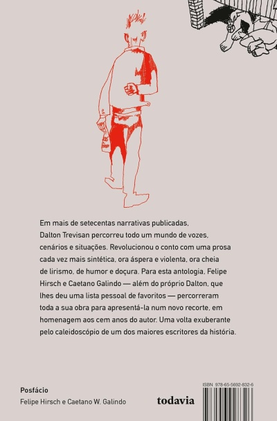 Contracapa de livro com ilustração vermelha e texto em português