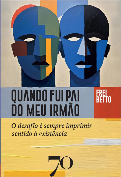 Capa de livro com ilustração de duas cabeças abstratas e texto em português.