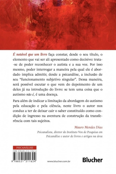 Contracapa de livro com texto explicativo e fundo vermelho