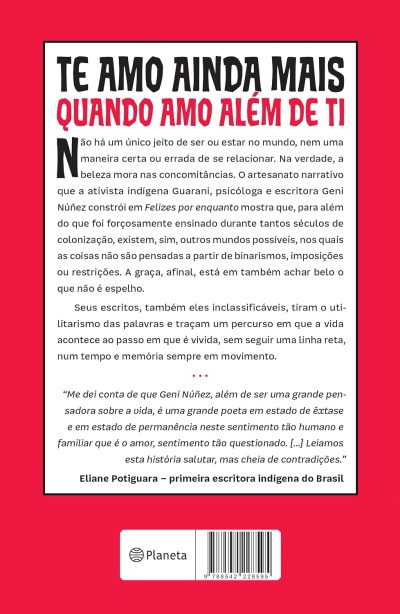 Capa traseira de livro com texto em português, fundo vermelho e código de barras