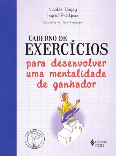 Capa de livro Caderno de Exercícios para desenvolver uma mentalidade de ganhador com ilustração colorida em fundo branco