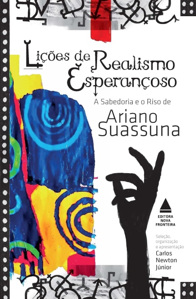 Capa de livro com título de Ariano Suassuna e ilustrações coloridas abstratas