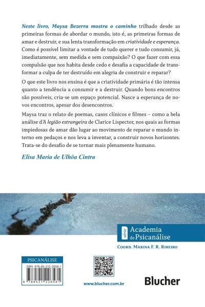Contra-capa de livro com texto em português, código de barras, QR code e logo da editora Blucher