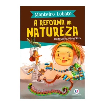 Capa de livro A Reforma da Natureza com ilustração colorida de personagem e insetos
