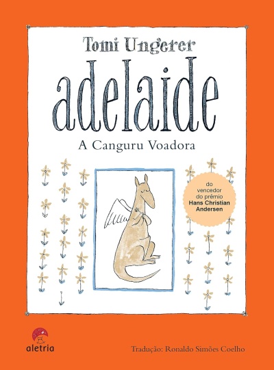Capa de livro infantil com canguru alado e texto em português