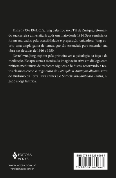 Verso de livro preto com texto sobre C.G. Jung e dados da editora VOZES