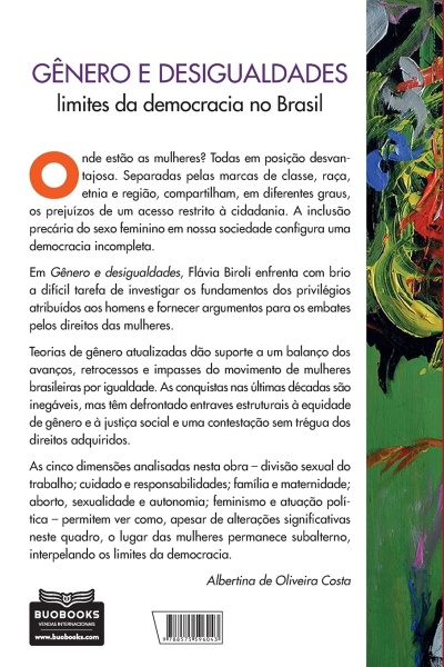 Contracapa de livro com texto e faixa colorida abstrata à direita, selo BUOBOKS e código de barras