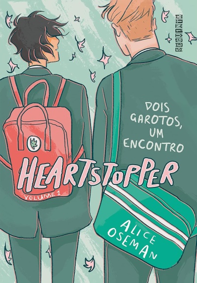 Capa de livro ilustrada com dois jovens de costas com mochilas e texto em português