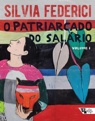 Capa de livro com ilustração de mulher segurando máscara de raposa e texto em fundo colorido.