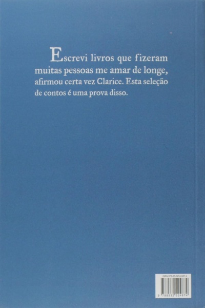 Capa traseira de livro azul com texto branco e código de barras