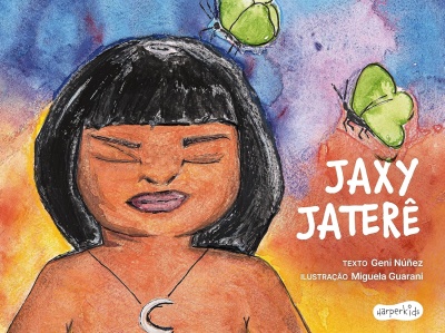 Capa de livro infantil com ilustração de criança e texto Jaxy Jaterê