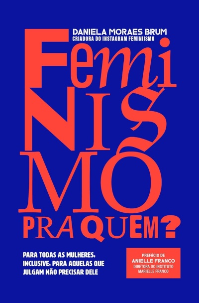 Capa de livro azul com texto em laranja e branco sobre feminismo.