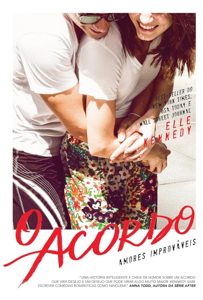Capa de livro com casal a abraçar-se e texto O ACORDO AMORES IMPROVÁVEIS