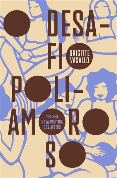 Capa de livro com texto DESAFI-POLI-AMOROS e ilustrações azuis de pessoas sobre fundo bege