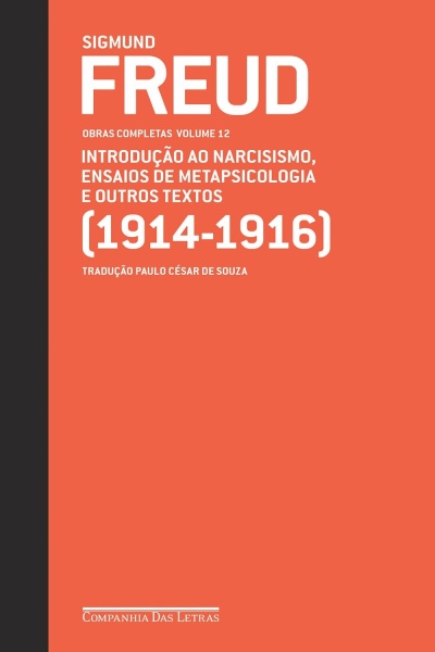 Capa de livro laranja e preta com texto em branco sobre Sigmund Freud