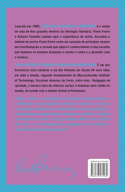 Contracapa de livro lilás com texto em português e código de barras
