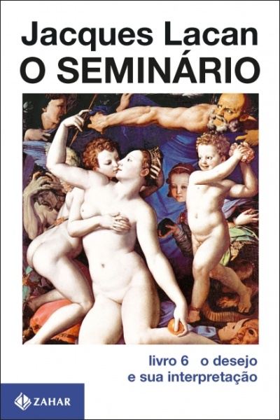 Capa de livro Jacques Lacan O SEMINÁRIO com pintura clássica e texto informativo