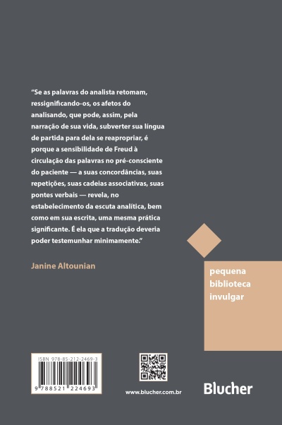 Capa traseira de livro cinza com texto, selo bege e código de barras